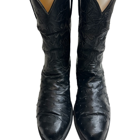 Lucchese Men's ostrich Leather men brown boots size 10.5, pre-owned - Picture 12 of 16